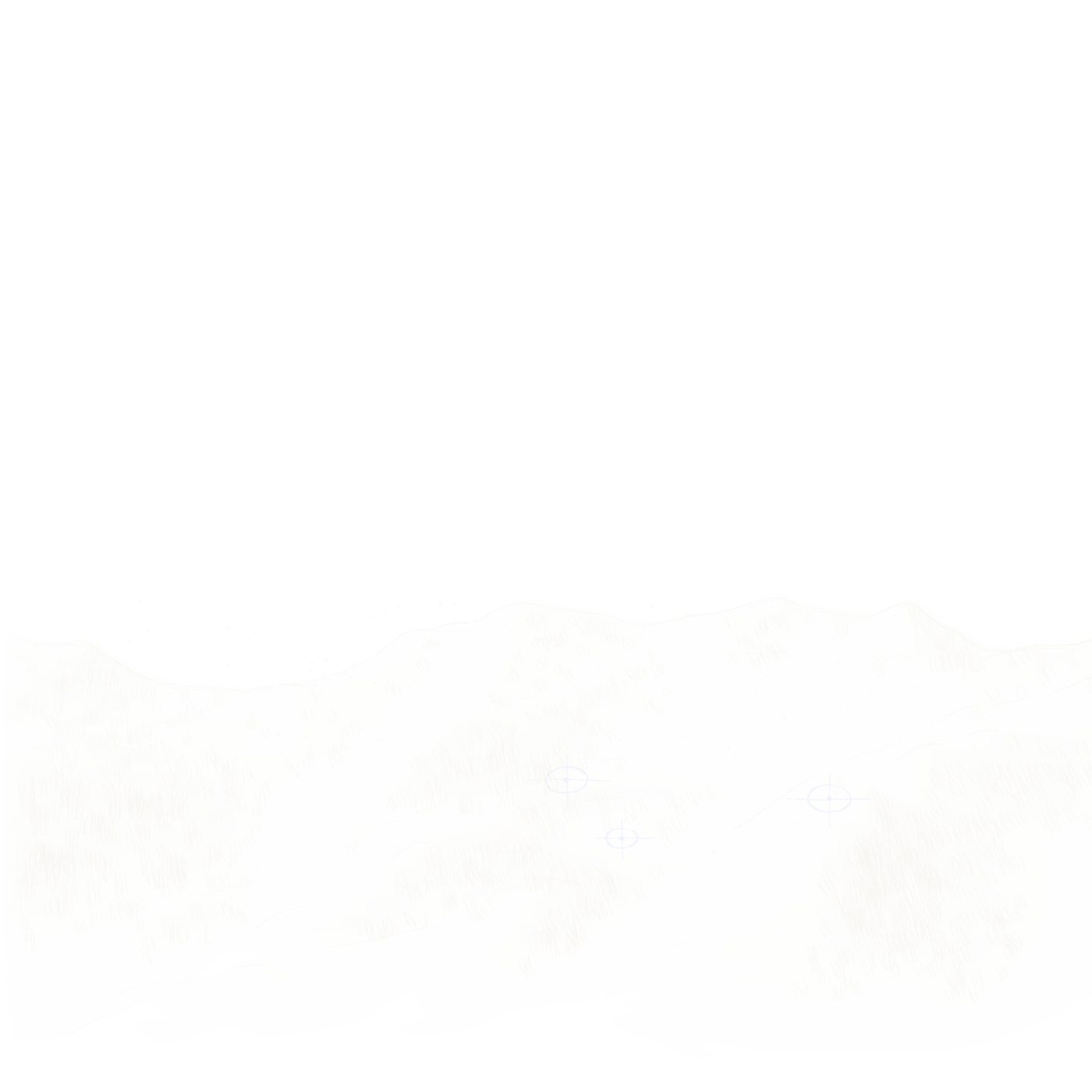 Observed terrain with drawn datum rings and survey stipple