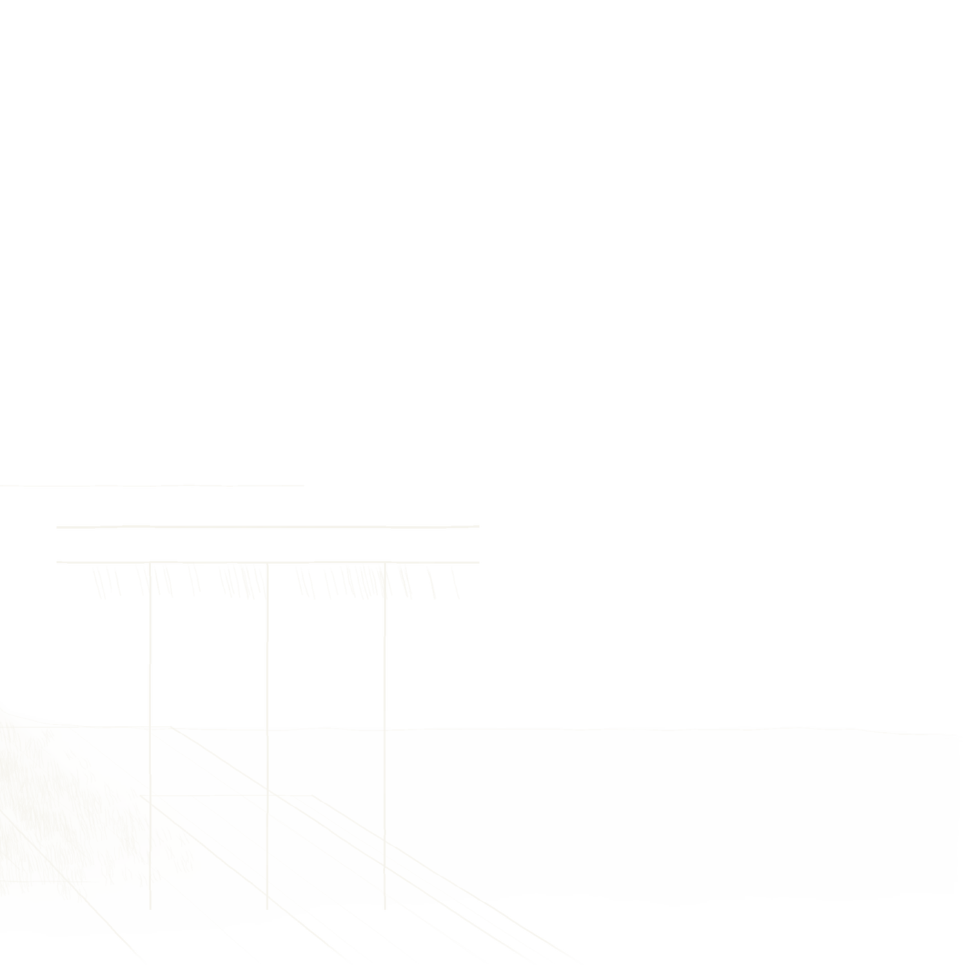 Architecture resolving from the landscape: plates and portal frame